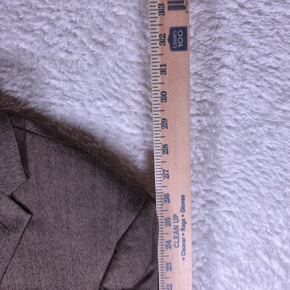 Jos A Bank Reserve Mens 46 Long Beige Wool Silk Herringbone L/S Blazer Coat